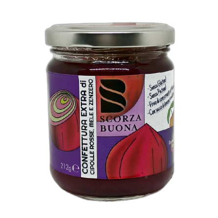 Red onion, apple and ginger extra jam  Scorza Buona 212 grams Red onion, apple and ginger extra jam  Scorza Buona 212 grams